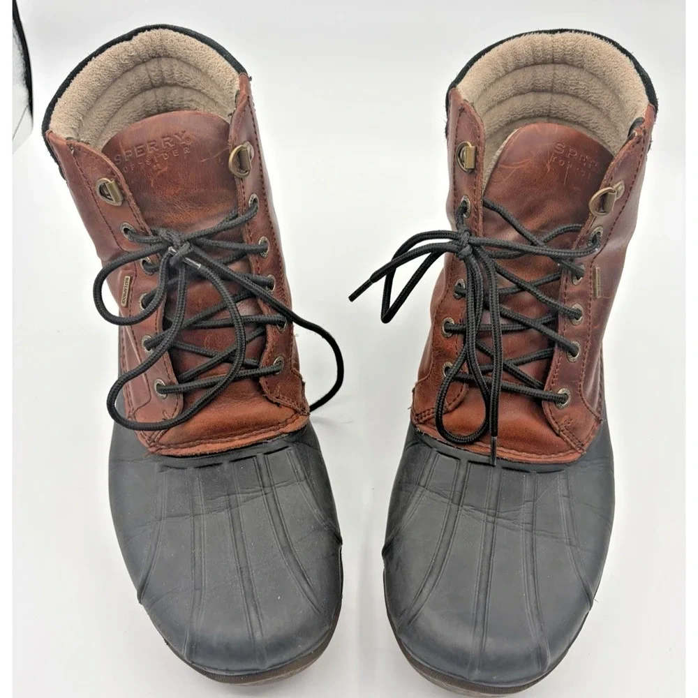 Sperry Top Sider Duck Boots Men 10M Waterproof Rubber Rugged Lace Up Snow Winter